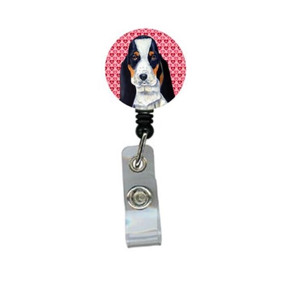 Teacher'S Aid Basset Hound Valentines Love And Hearts Retractable Badge Reel Or Id Holder With Clip TE236581 - main